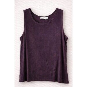 Vintage Purple Slinky Tank Top Women XL Stretch Y2K Clubwear